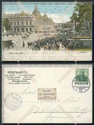 AK Berlin Zeughaus Unter den Linden Aufziehen der Wache Straßenbahn 1903 gelau
