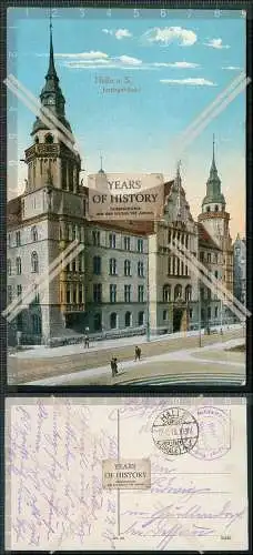 AK Halle Saale Justizgebäude 1918 Feldpost Brief Stempel gelaufen
