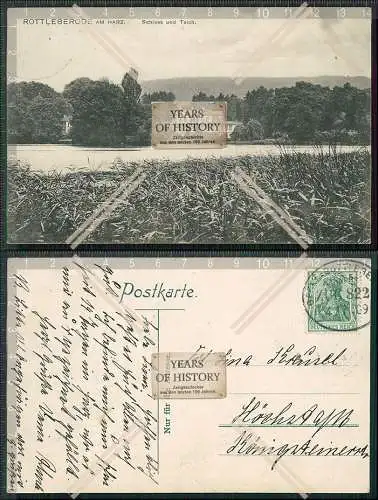 AK Rottleberode Südharz Blick Teich zum Schloss Zug Post 1909 gelaufen