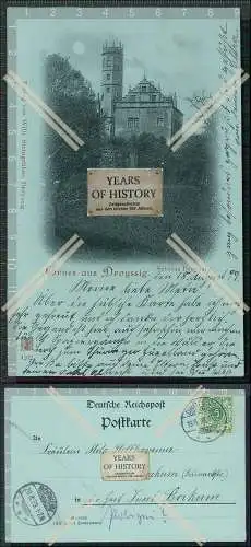 AK Mondschein Karte Droyßig Burgenlandkreis Schloss 1899 gelaufen