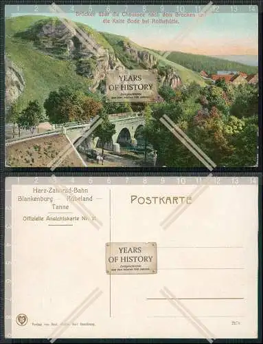 AK Rothehütte Königshütte Chaussee nach Brocken Kalte Bode Brücke 1910