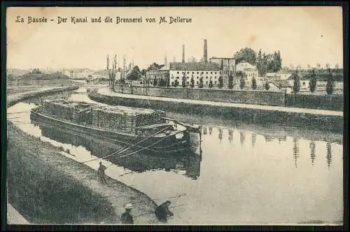 AK 1.WK La Bassée Kanal u. Brennerei M. Dellerue Feldpost 1917 n. Essen Frintrop