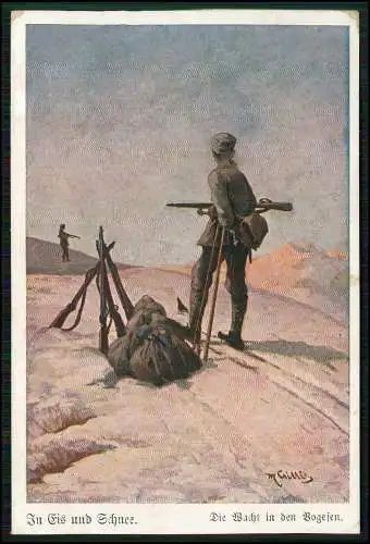 6x AK M. Gillis In Eis und Schnee Serie 222-227 Feldpost 1916 n. Essen Frintrop