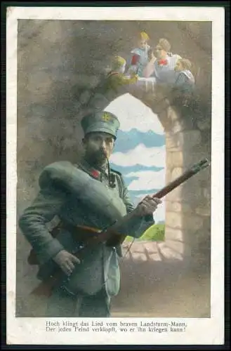 2x AK 1. WK Landsturm-Mann Waffenrock Karabiner Pfeife 1918 Feldpost gelaufen