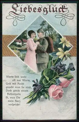 6x AK Liebesglück Soldatenliebe Abschied 1918 gel. Serie LP 1-6 Adlershof Berlin