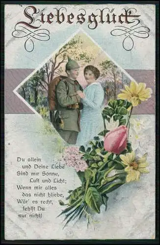 6x AK Liebesglück Soldatenliebe Abschied 1918 gel. Serie LP 1-6 Adlershof Berlin