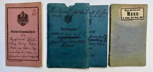 Militärpaß Soldbuch Zivilversorgungsschein W. Mann Montabaur Westerwald geb 1874