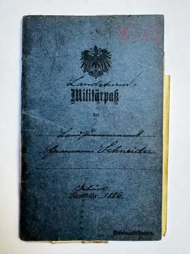 Militärpaß H. Schneider Dortmund - 8. Land. Inf. Ersatz Bataillon Münster uvm.