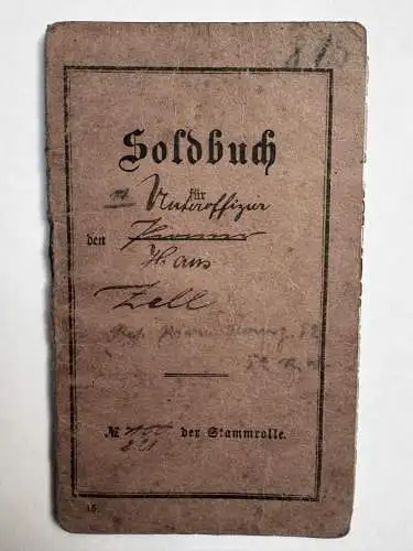 Soldbuch Hans Zell aus Rüdesheim 1893 geboren - 52 Reserve Pionier Kompanie