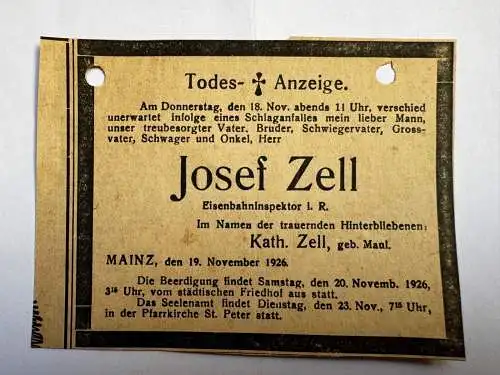 Soldbuch Hans Zell aus Rüdesheim 1893 geboren - 52 Reserve Pionier Kompanie