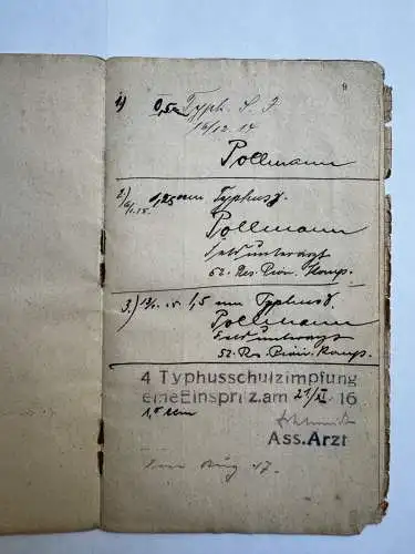 Soldbuch Hans Zell aus Rüdesheim 1893 geboren - 52 Reserve Pionier Kompanie