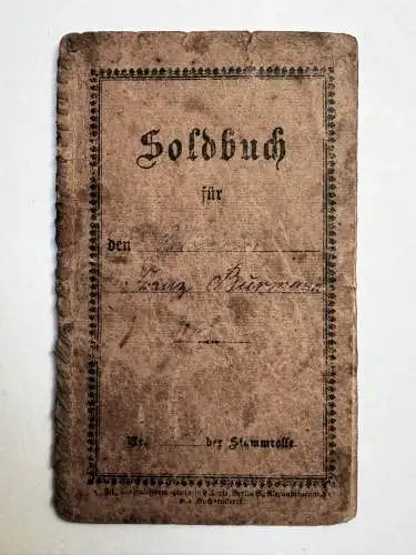 Soldbuch F. Burmann Karlshafen Weser Hofgeismar - 231. Infanterie-Div. FPN 22074