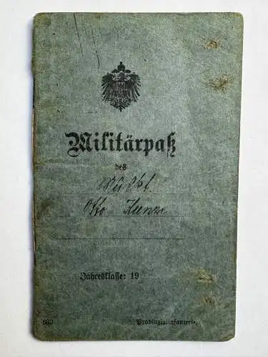 Militärpaß O. Kunze Remkersleben Wanzleben-Börde Meck. Res. Inf. Regt. 214 +....