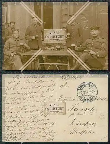 Foto AK Soldaten 1. WK Friedberg Hessen 1915 Feldpost gelaufen