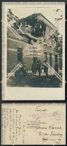 Foto AK Belgien Frankreich 1. WK Kriegszerstörungen 1918 Feldpost gel. nach Es