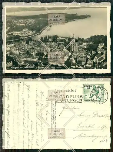 Orig. Foto AK Konstanz Bodensee gel. 1936 Fußball Briefmarke deutsches Reich