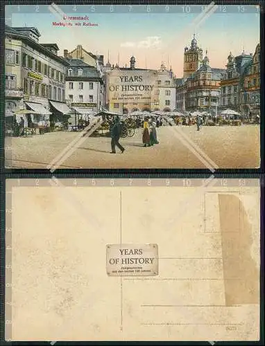 AK Darmstadt Hessen Blick auf den Marktplatz mit Rathaus um 1905