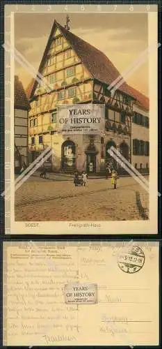 AK Soest Freiligrath-Haus Straßenpartie Drogerie Maggie Werbung 1918 Feldpost