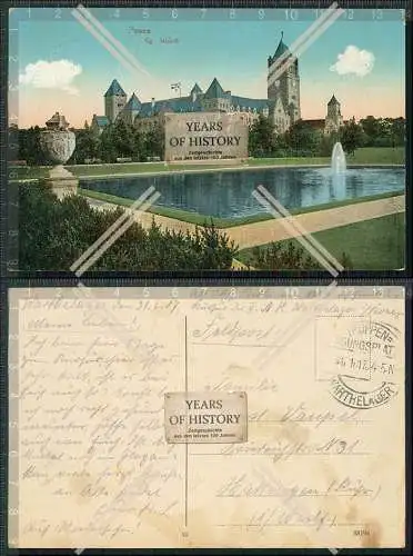 AK Poznan Posen Königliches Schloss mit Teich 1917 Feldpost glauben