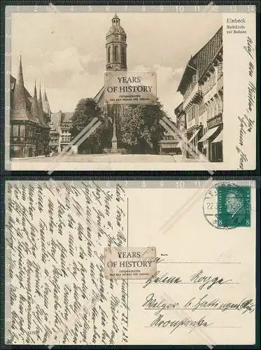 AK Einbeck Niedersachsen Marktkirche Rathaus Geschäft Riechers 1929 gelaufen