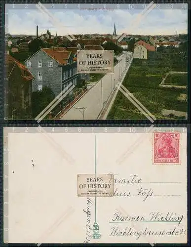 AK Hattingen an der Ruhr Ort Kirche Straßenbahn 1919 mit Briefmarke
