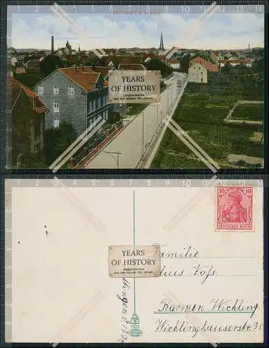 AK Hattingen an der Ruhr Ort Kirche Straßenbahn 1919 mit Briefmarke  