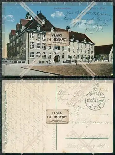 AK Speyer Rhein Zeppelin Schulhaus auch Lazarett 1916 Feldpost gelaufen
