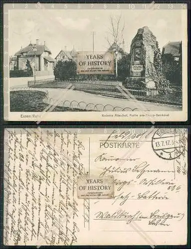AK Essen Ruhrgebiet Kolonie Altenhof Krupp-Denkmal 1917 Feldpost gelaufen