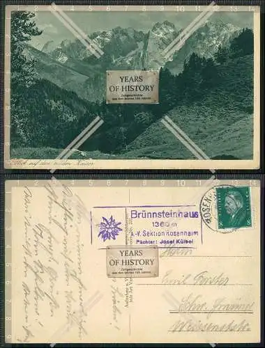 AK  Oberaudorf  Rosenheim Blick vom Brünnstein auf wilden Kaiser 1931 gelaufen