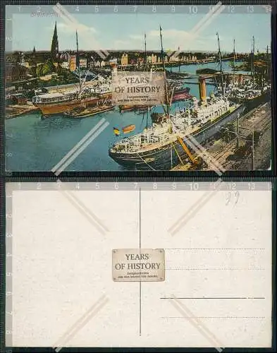 AK Bremerhaven Hafen große Schiffe 1915