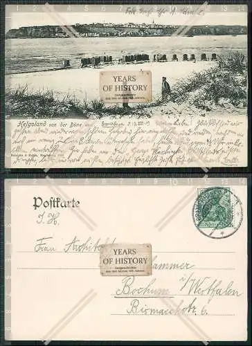 AK Insel Helgoland 1909 gel. Gesamtansicht von der Düne Strand mit Spaziergän