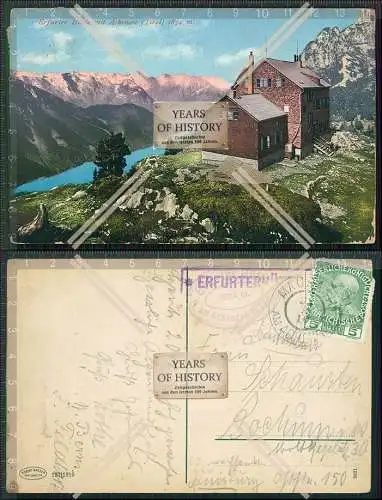 AK Maurach Eben am Achensee Tirol Erfurter Hütte Hüttenstempel 1910 gelaufen