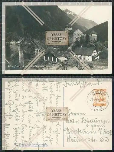 Foto AK Tobadill Tirol Arlbergbahn Schloss Wiesberg Trisannabrücke 1928 gel.