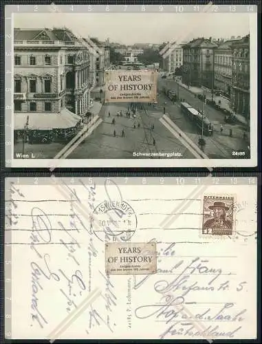 Foto AK Wien Altstadt Schwarzenbergplatz Straßenbahnen 1937 gelaufen