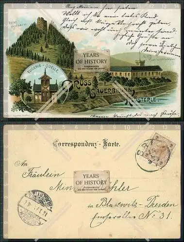 AK Litho Sauerbrunn Klösterle an der Eger Klasterec nad Ohri 1896 gelaufen