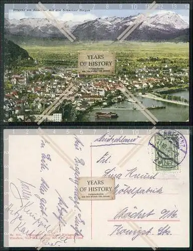 AK Bregenz am Bodensee mit den Schweizer Bergen 1922 gelaufen