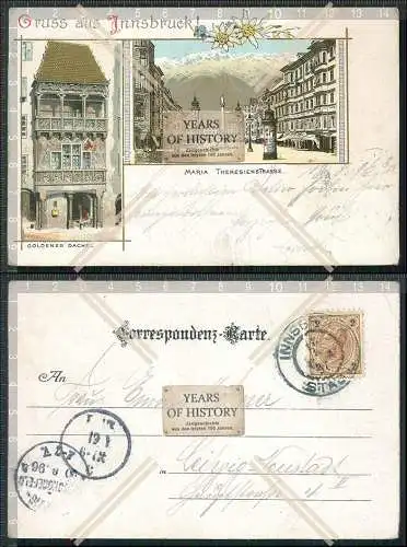 AK Litho Gruß aus Innsbruck 1896 gelaufen Vorläufer