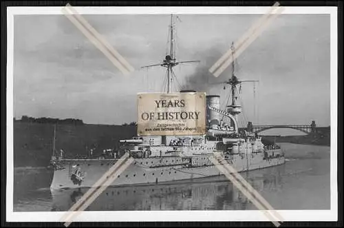 Foto SMS S.M.S. Wettin 1901 Linienschiff im Kaiser Wilhelm Kanal Kaiserlichen M