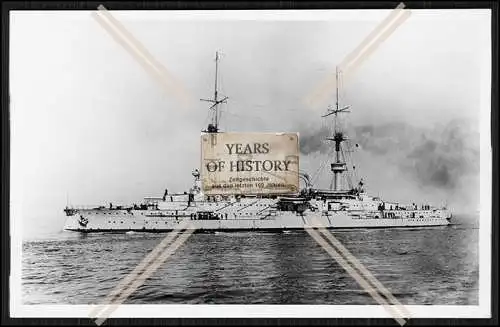 Foto SMS S.M.S. Wettin 1901 Linienschiff bei ruhiger Fahrt Kaiserlichen Marine