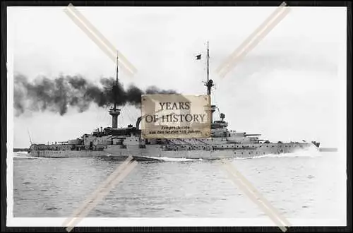 Foto SMS Zähringen 1901 Linienschiff volle Fahrt rauchende Schornsteine Kaiser