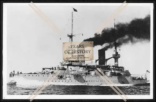 Foto SMS Zähringen 1901 Linienschiff volle Fahrt rauchende Schornsteine Kaiser