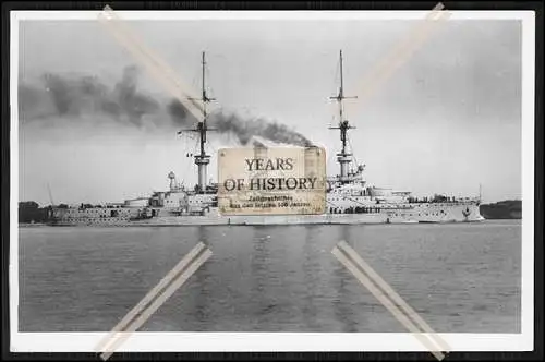 Foto SMS Zähringen 1901 Linienschiff Hafen Land in Sicht Kaiserlichen Marine