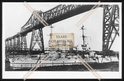 Foto SMS Lothringen 1904 Linienschiff im Kaiser Wilhelm Kanal unter Brücke Kai