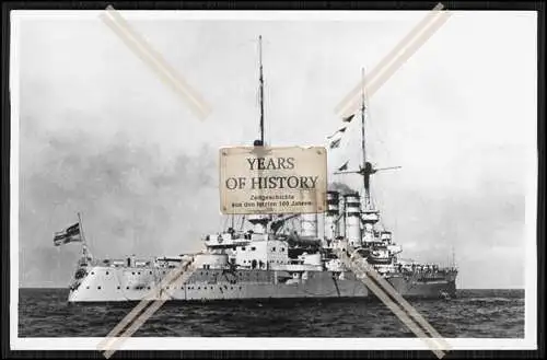 Foto SMS Elsass 1903 Linienschiff der Kaiserlichen Marine mit Fahne