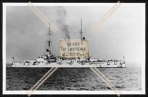 Foto SMS Deutschland 1904 Linienschiff bei ruhiger See kaiserliche Marine