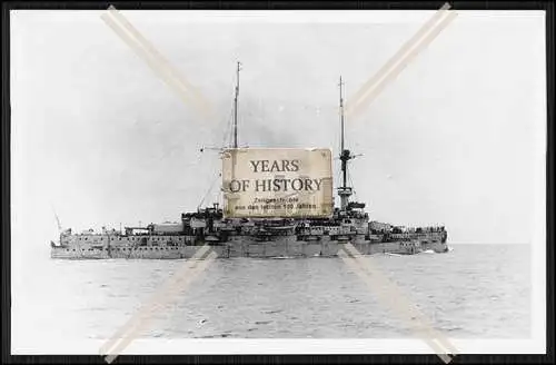 Foto SMS Hannover 1905 Linienschiff Kaiserlichen Marine Manschafft am hinteren