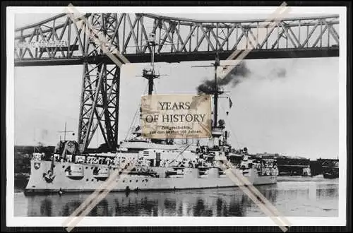 Foto SMS Hannover 1905 Linienschiff Fahrt unter Brücke Kaiserlichen Marine