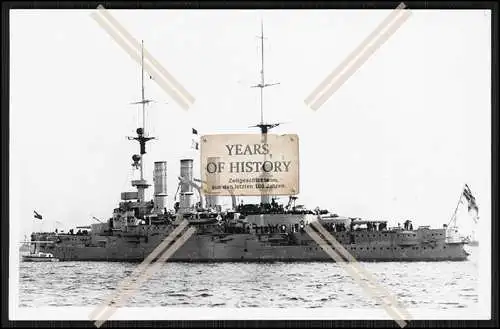 Foto S.M.S. Pommern 1905 Linienschiff Kaiserliche Marine mit Fahne