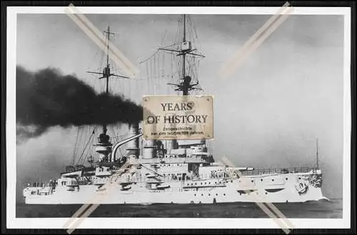 Foto S.M.S. Pommern 1905 Linienschiff Kaiserliche Marine viel Dampf aus Schorns