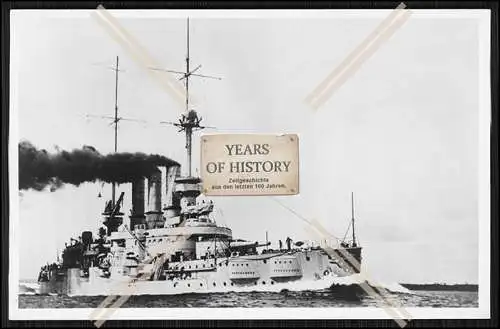 Foto S.M.S. SMS Schlesien 1906 Linienschiff volle Fahrt Kaiserlichen Marine